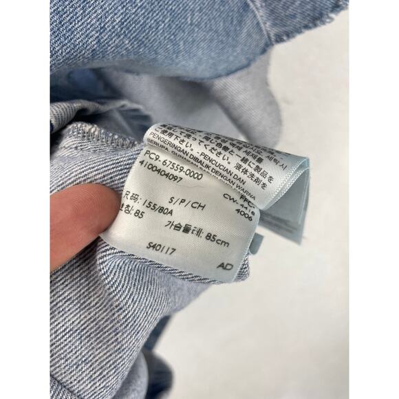 Levi’s Made & Crafted Denim Ruffle Top Women’s Size S Blue Chambray Blouse - Picture 8 of 9